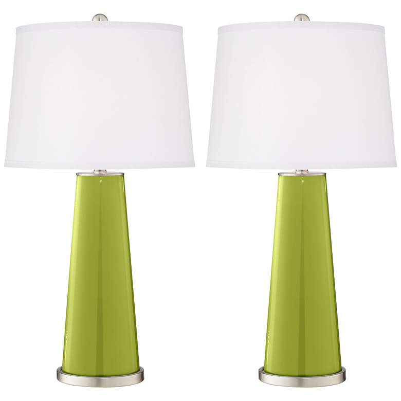 Image 2 Color Plus Leo 29 1/2" Parakeet Green Glass Table Lamps Set of 2