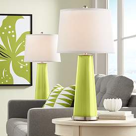 Image1 of Color Plus Leo 29 1/2" Parakeet Green Glass Table Lamps Set of 2
