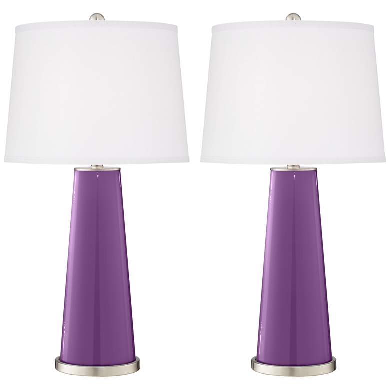 Image 2 Color Plus Leo 29 1/2" Passionate Purple Glass Table Lamps Set of 2