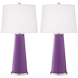 Image2 of Color Plus Leo 29 1/2" Passionate Purple Glass Table Lamps Set of 2