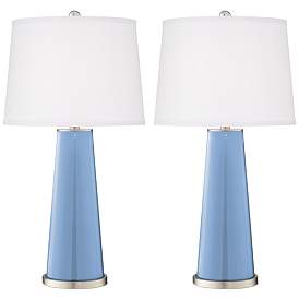 Image2 of Color Plus Leo 29 1/2" Placid Blue Glass Table Lamps Set of 2