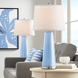Image1 of Color Plus Leo 29 1/2" Placid Blue Glass Table Lamps Set of 2