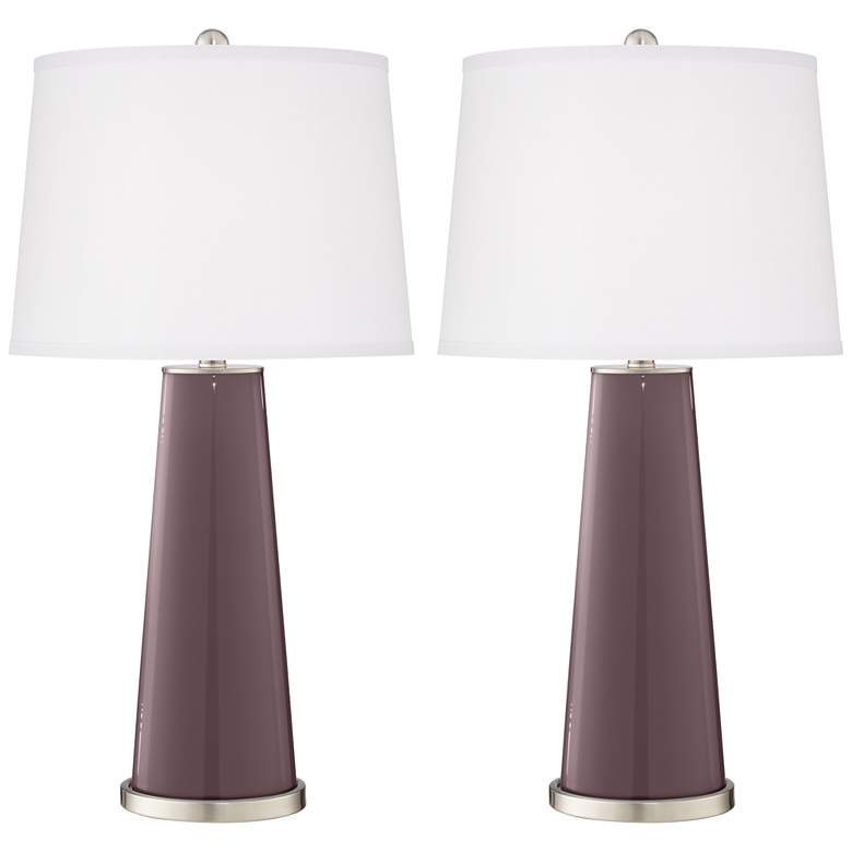 Image 2 Color Plus Leo 29 1/2" Poetry Plum Purple Table Lamps Set of 2