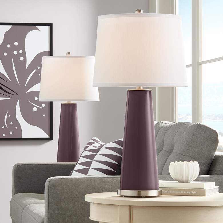 Image 1 Color Plus Leo 29 1/2" Poetry Plum Purple Table Lamps Set of 2