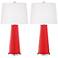 Color Plus Leo 29 1/2" Poppy Red Glass Table Lamps Set of 2