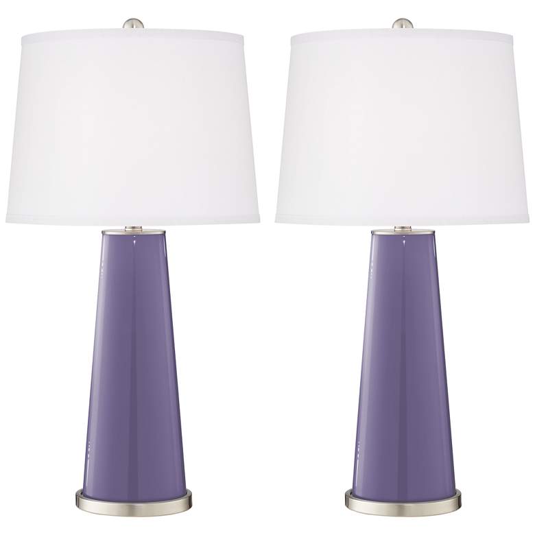 Image 2 Color Plus Leo 29 1/2 inch Purple Haze Glass Table Lamps Set of 2