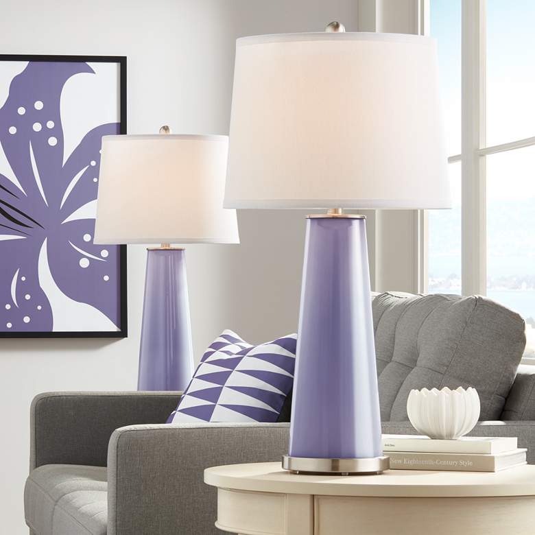 Image 1 Color Plus Leo 29 1/2" Purple Haze Glass Table Lamps Set of 2