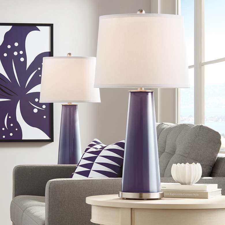 Image 1 Color Plus Leo 29 1/2" Quixotic Plum Purple Table Lamps Set of 2