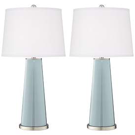 Image3 of Color Plus Leo 29 1/2" Rain Blue Glass Table Lamps Set of 2