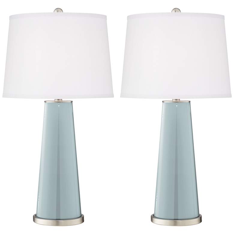 Image 3 Color Plus Leo 29 1/2 inch Rain Blue Glass Table Lamps Set of 2