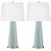 Color Plus Leo 29 1/2" Rain Blue Glass Table Lamps Set of 2