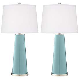 Image2 of Color Plus Leo 29 1/2" Raindrop Blue Glass Table Lamps Set of 2