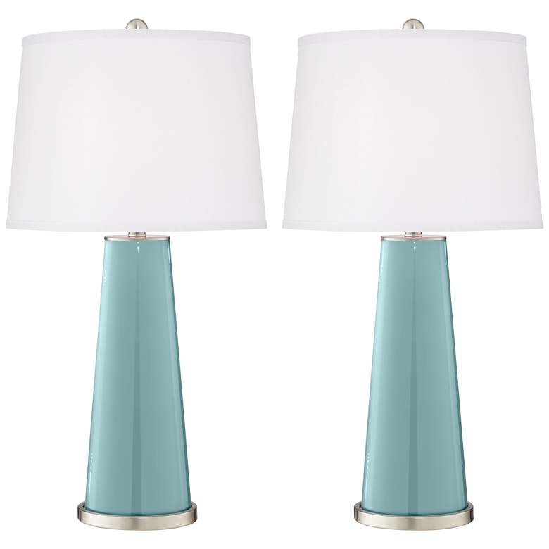 Image 2 Color Plus Leo 29 1/2 inch Raindrop Blue Glass Table Lamps Set of 2