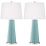 2_Color Plus Leo 29 1/2" Raindrop Blue Glass Table Lamps Set of 2