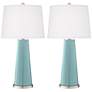 Color Plus Leo 29 1/2" Raindrop Blue Glass Table Lamps Set of 2