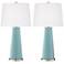 Color Plus Leo 29 1/2" Raindrop Blue Glass Table Lamps Set of 2