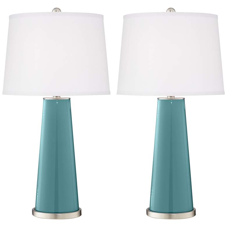 Image 2 Color Plus Leo 29 1/2" Reflecting Pool Blue Glass Table Lamps Set of 2