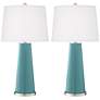 Color Plus Leo 29 1/2" Reflecting Pool Blue Glass Table Lamps Set of 2