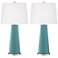 Color Plus Leo 29 1/2" Reflecting Pool Blue Glass Table Lamps Set of 2