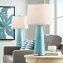 Color Plus Leo 29 1/2" Reflecting Pool Blue Glass Table Lamps Set of 2
