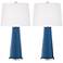Color Plus Leo 29 1/2" Regatta Blue Modern Glass Table Lamps Set of 2