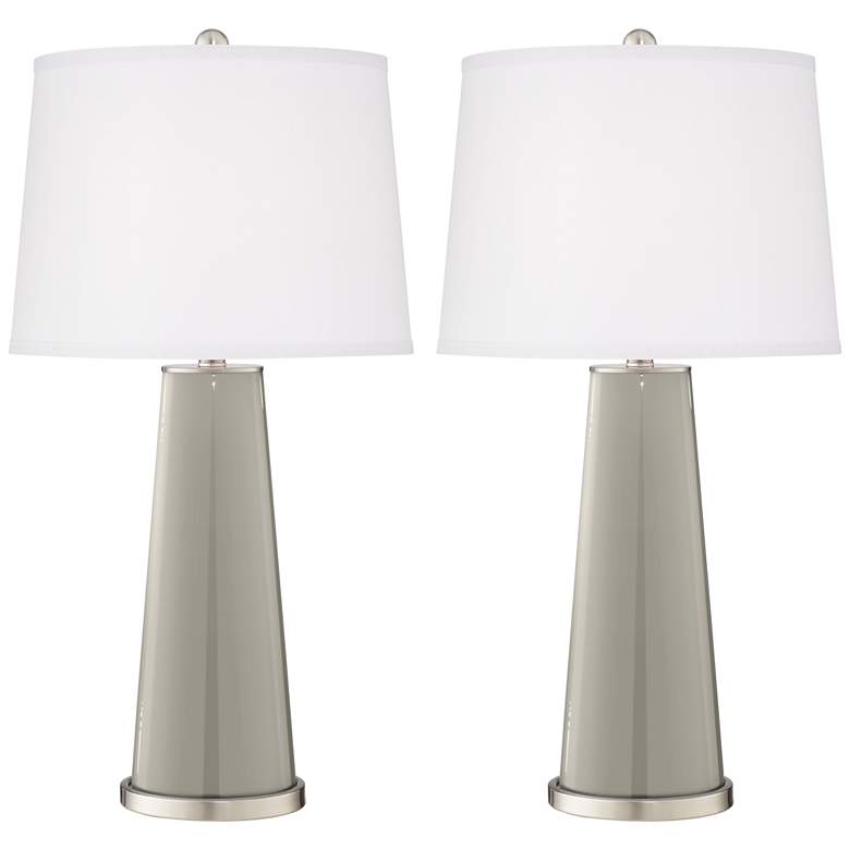 Image 2 Color Plus Leo 29 1/2 inch Requisite Gray Glass Table Lamps Set of 2