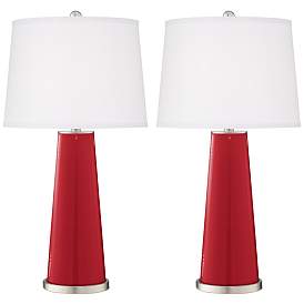 Image2 of Color Plus Leo 29 1/2" Ribbon Red Glass Table Lamps Set of 2
