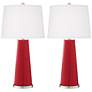Color Plus Leo 29 1/2" Ribbon Red Glass Table Lamps Set of 2