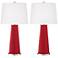 Color Plus Leo 29 1/2" Ribbon Red Glass Table Lamps Set of 2