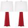 Color Plus Leo 29 1/2" Ribbon Red Glass Table Lamps Set of 2
