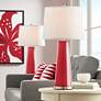 Color Plus Leo 29 1/2" Ribbon Red Glass Table Lamps Set of 2