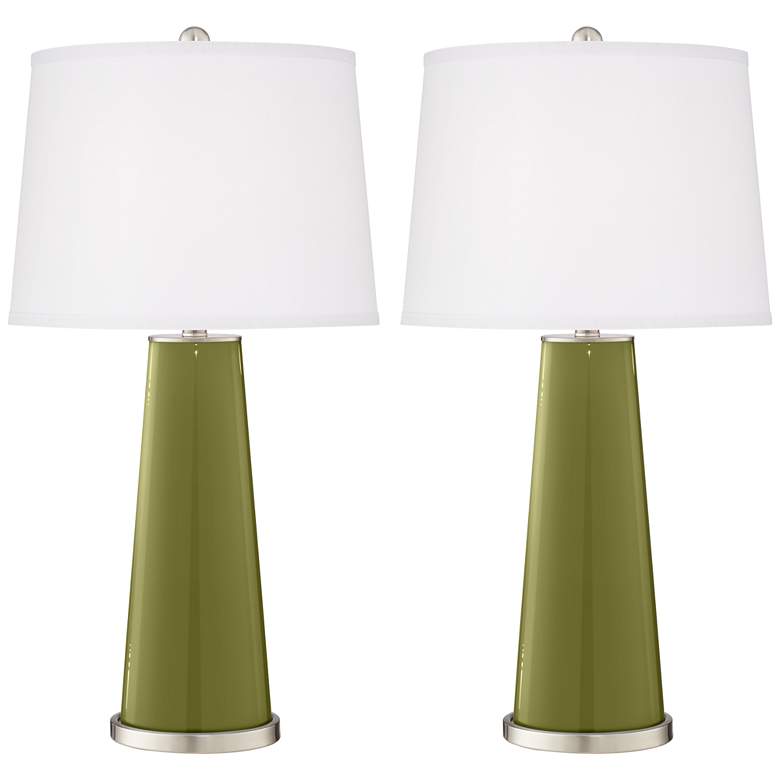 Image 2 Color Plus Leo 29 1/2 inch Rural Green Glass Table Lamps Set of 2