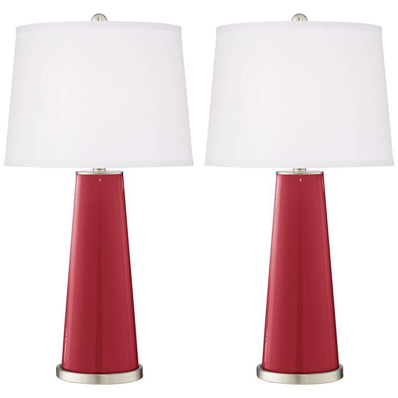 Image 2 Color Plus Leo 29 1/2" Samba Red Glass Table Lamps Set of 2