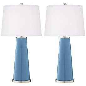 Image2 of Color Plus Leo 29 1/2" Secure Blue Glass Table Lamps Set of 2