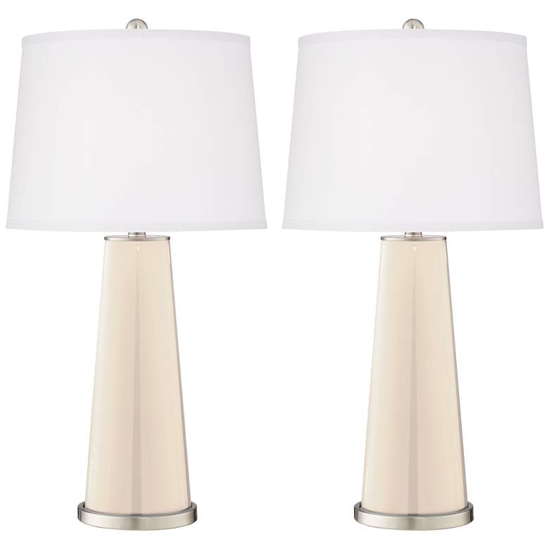 Image 2 Color Plus Leo 29 1/2" Steamed Milk White Glass Table Lamps Set of 2