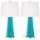 Color Plus Leo 29 1/2" Surfer Blue Glass Table Lamps Set of 2