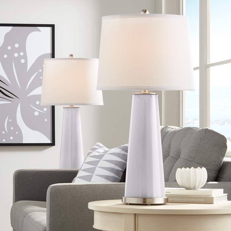 Image 1 Color Plus Leo 29 1/2" Swanky Gray Glass Table Lamps Set of 2