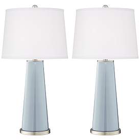 Image2 of Color Plus Leo 29 1/2" Take Five Blue Glass Table Lamps Set of 2