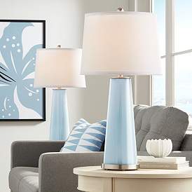 Image1 of Color Plus Leo 29 1/2" Take Five Blue Glass Table Lamps Set of 2