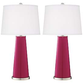Image2 of Color Plus Leo 29 1/2" Vivacious Pink Glass Table Lamps Set of 2