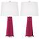 Color Plus Leo 29 1/2" Vivacious Pink Glass Table Lamps Set of 2