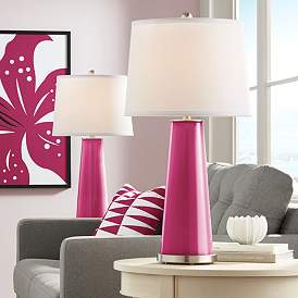 Image1 of Color Plus Leo 29 1/2" Vivacious Pink Glass Table Lamps Set of 2