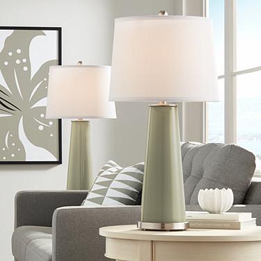 Color Plus Leo 29 1/2" Modern Glass Sage Green Table Lamp Set of 2