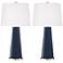 Color Plus Naval Blue Leo Modern Glass Table Lamps Set of 2