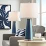 Color Plus Naval Blue Leo Modern Glass Table Lamps Set of 2