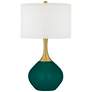 Color Plus Nickki 30 1/2" Brass and Peacock Blue Modern Table Lamp