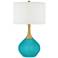 Color Plus Nickki 30 1/2" Brass and Surfer Blue Coastal Table Lamp