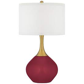 Image1 of Color Plus Nickki Brass 30 1/2" Antique Red Modern Glass Table Lamp