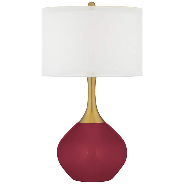 Image 1 Color Plus Nickki Brass 30 1/2" Antique Red Modern Glass Table Lamp