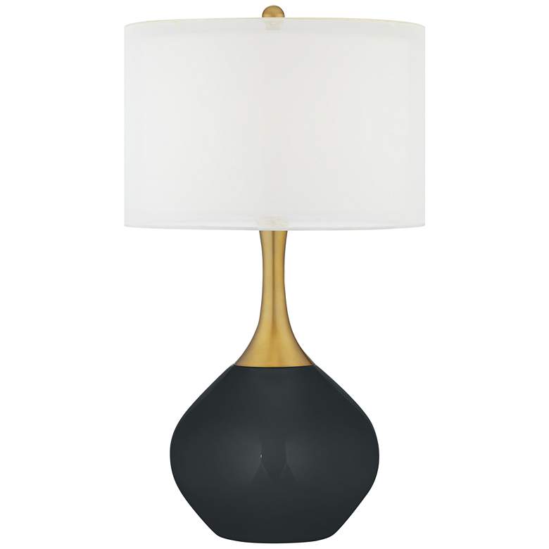 Image 1 Color Plus Nickki Brass 30 1/2" Black Of Night Modern Glass Table Lamp